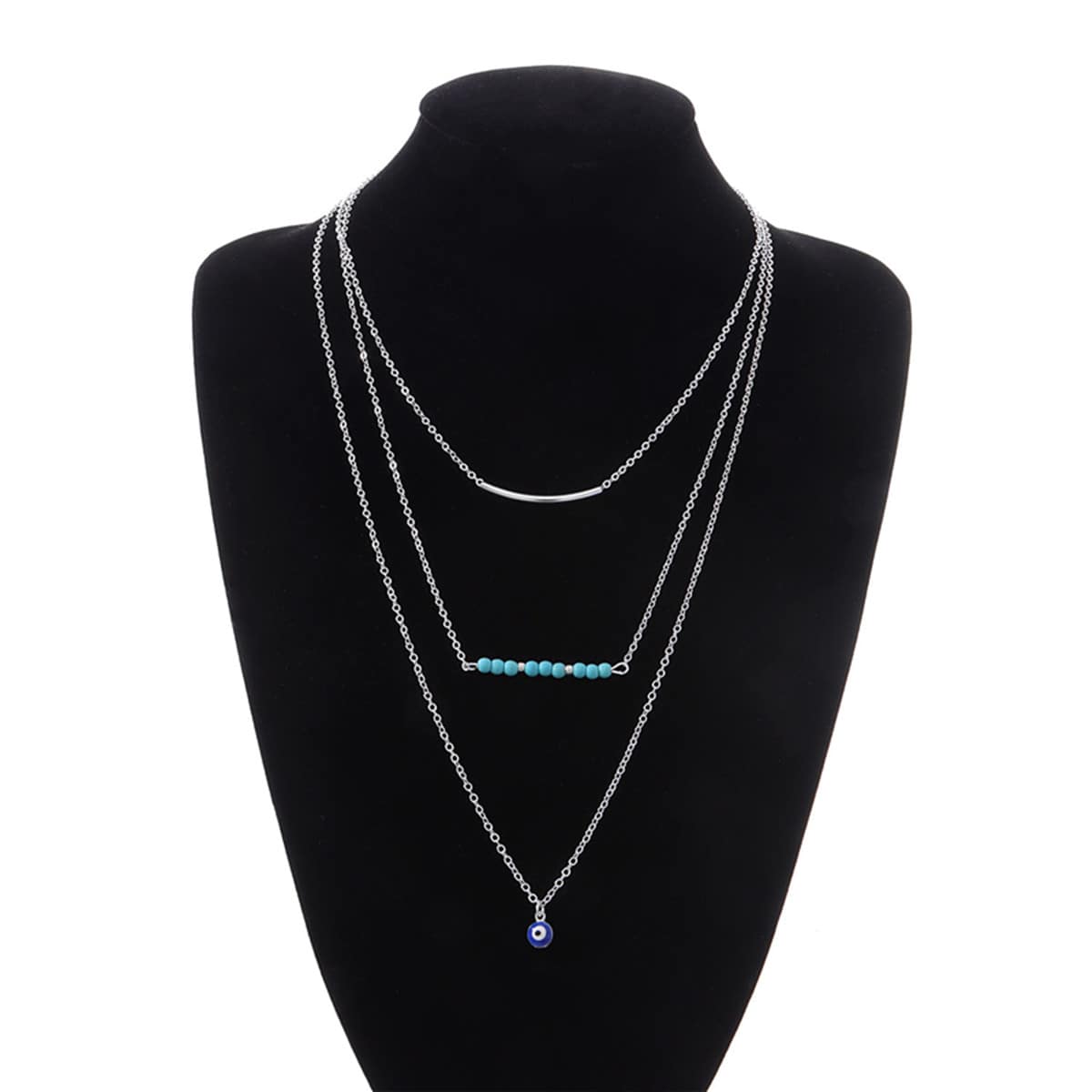 

Geo Layered Necklace, Silver
