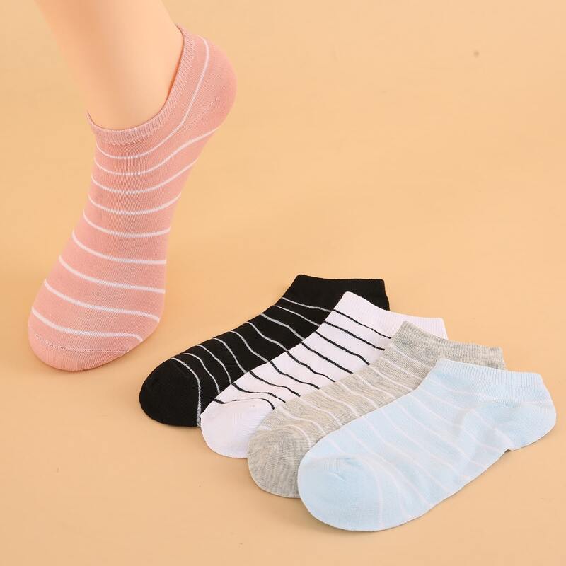 

5pairs Striped Ankle Socks, Multicolor