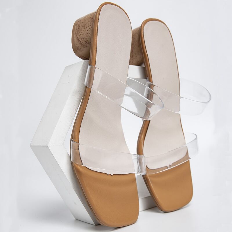 

Clear Strap Chunky Heeled Mules
