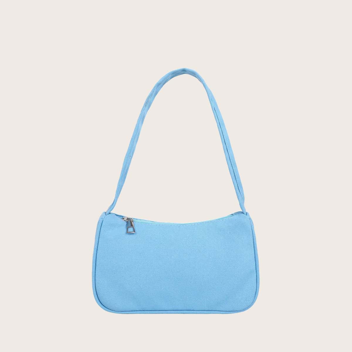 

Solid Canvas Baguette Bag, Baby blue