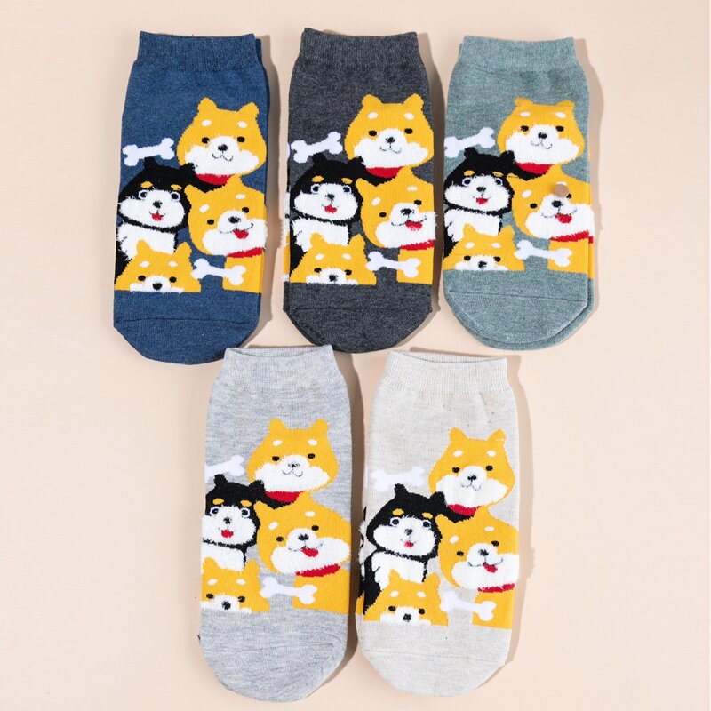 

5pairs Cartoon Animal Ankle Socks, Multicolor