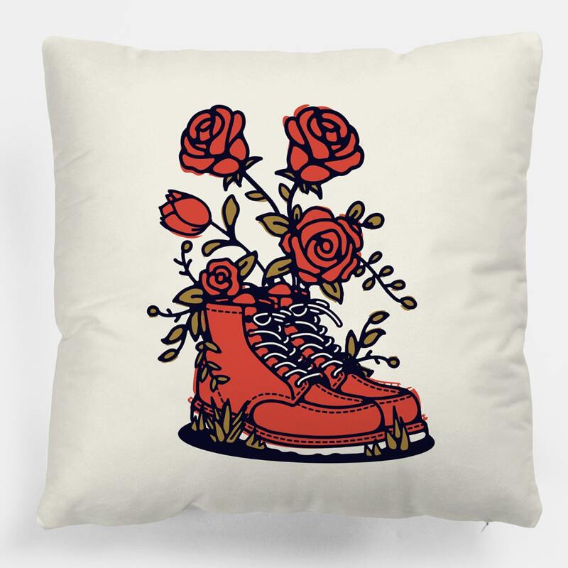 

ROMWE X Eightfivebrand Floral & Shoes Pillow Cover Without Filler, Multicolor