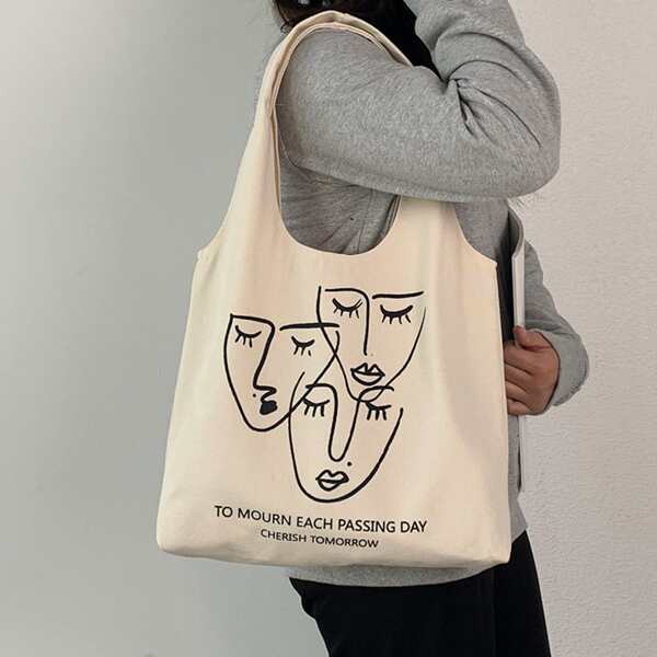 

Figure Graphic Shopper Bag, Beige