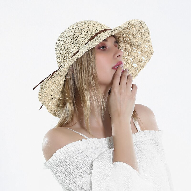 

Bow Decor Straw Hat, Beige