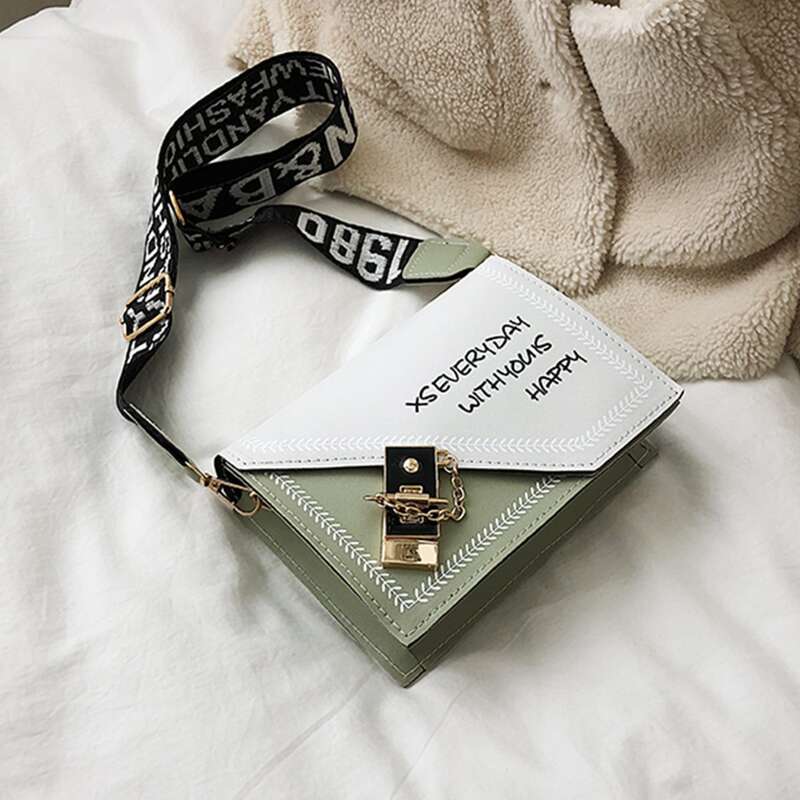 

Embroidery Trim Slogan Crossbody Bag, Multicolor