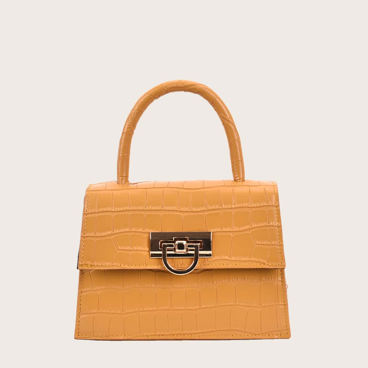 

Croc Embossed Chain Satchel Bag, Yellow