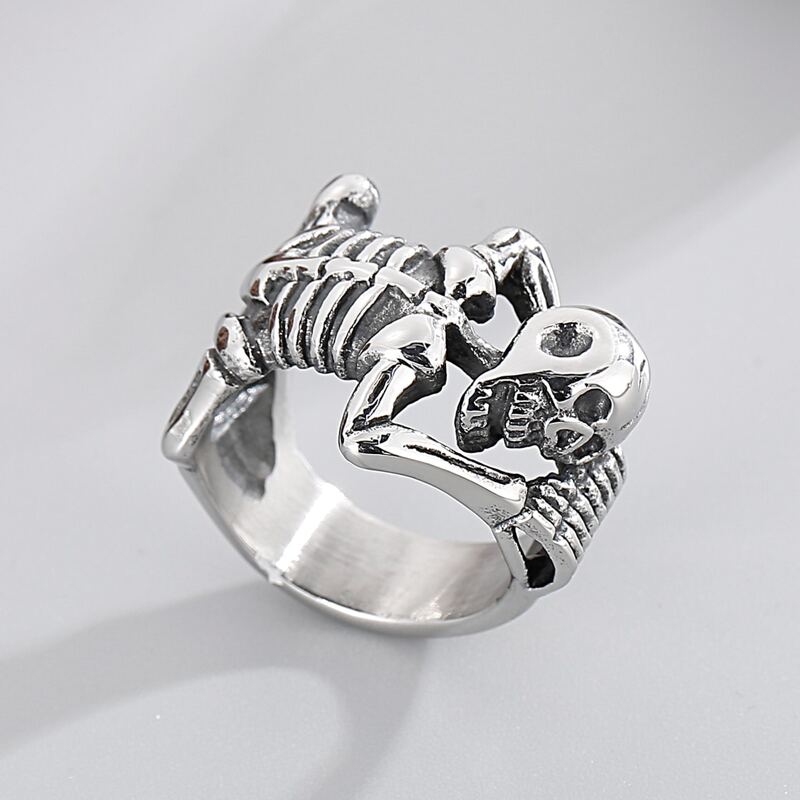 

Guys Skeleton Decor Ring, Silver