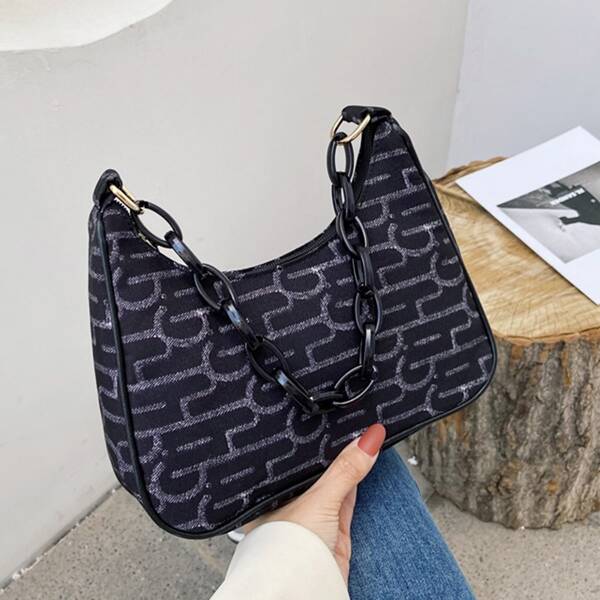 

Graphic Shoulder Bag, Black