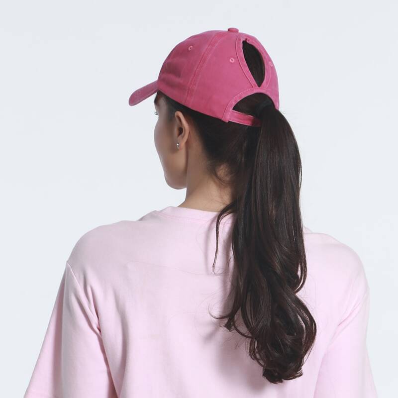 

Solid Ponytail Baseball Cap, Hot pink