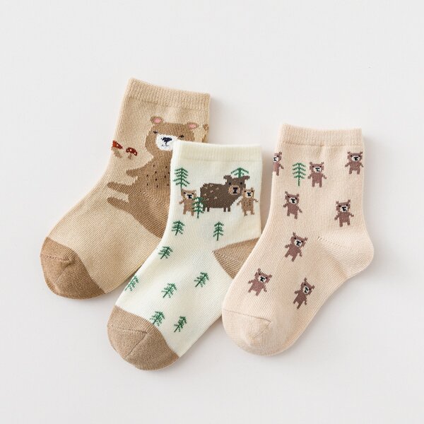 

3pairs Baby Cartoon Graphic Socks, Multicolor