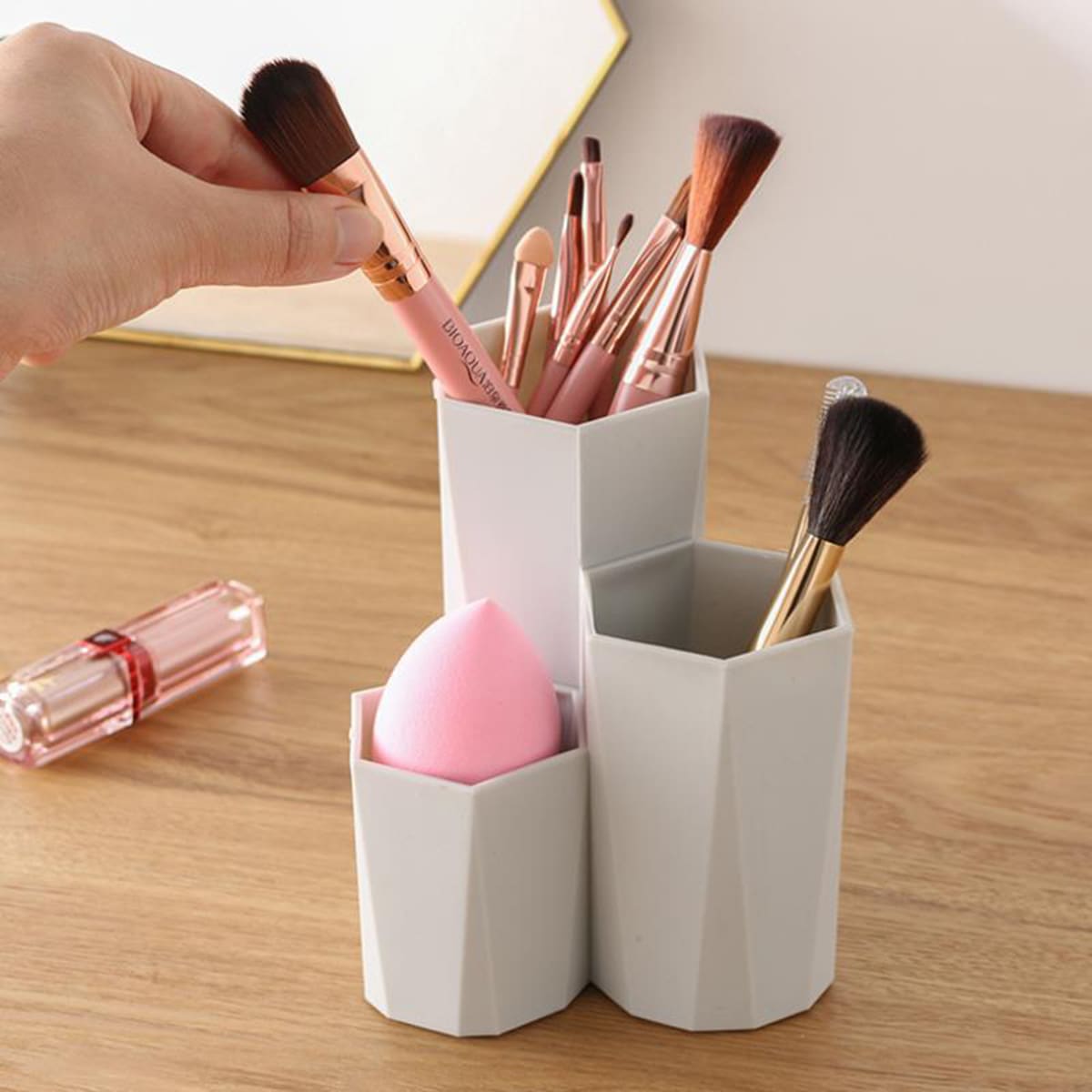 

1set Makeup Brush Storage Box, Grey