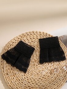 1pair Lace Wrist Cuffs - Black - View 2