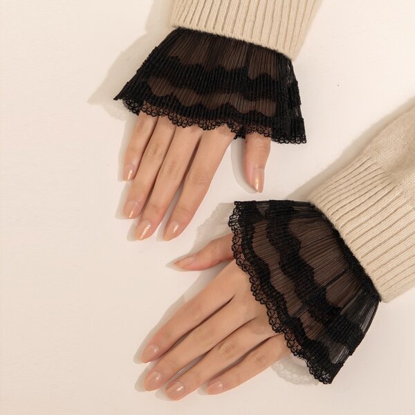 

1pair Lace Wrist Cuffs, Black