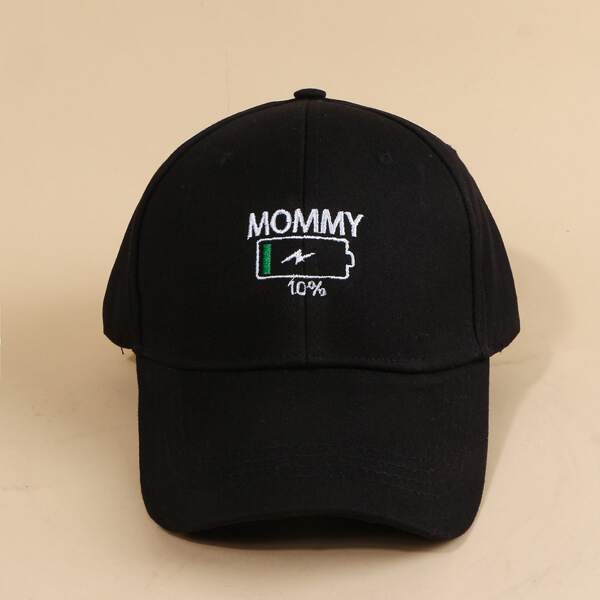

Letter Embroidered Baseball Cap, Black
