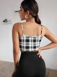 SHEIN EZwear 格紋短版吊帶上衣