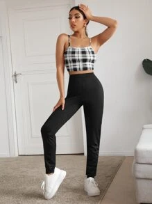 SHEIN EZwear 格紋短版吊帶上衣