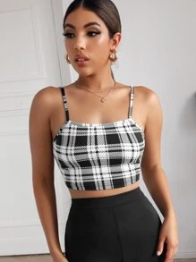 SHEIN EZwear 格紋短版吊帶上衣