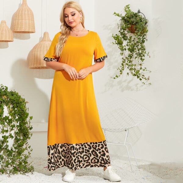 

Plus Cheetah Panel Tunic Dress, Yellow
