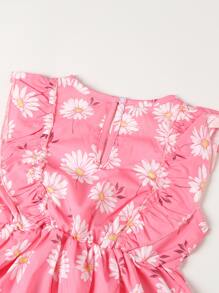 SHEIN Toddler Girls Floral Ruffle Trim Swing Dress