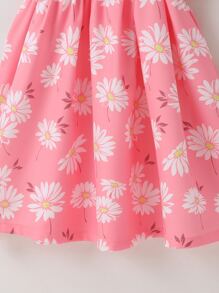 SHEIN Toddler Girls Floral Ruffle Trim Swing Dress