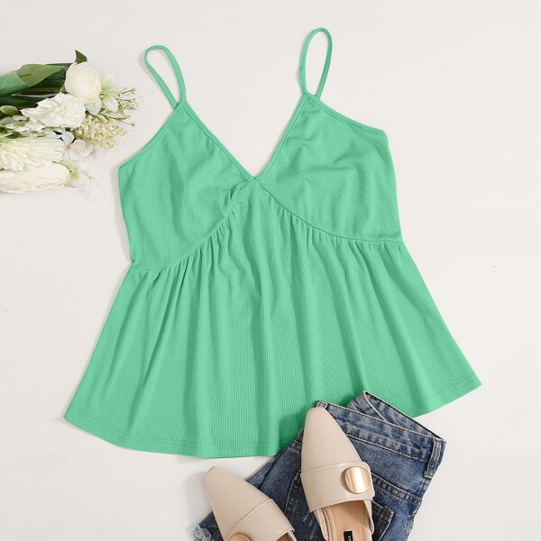 

Plus Solid Ribbed Cami Top, Mint green