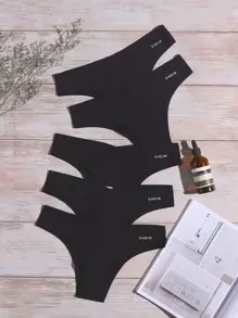 Snug Zone Paquete de 5 bragas tipo tanga de mujer de tela elástica casual negra - Negro - Ver 1