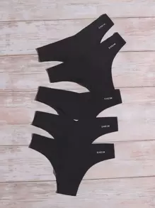 Snug Zone Paquete de 5 bragas tipo tanga de mujer de tela elástica casual negra - Negro - Ver 3