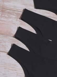 Snug Zone Paquete de 5 bragas tipo tanga de mujer de tela elástica casual negra - Negro - Ver 5