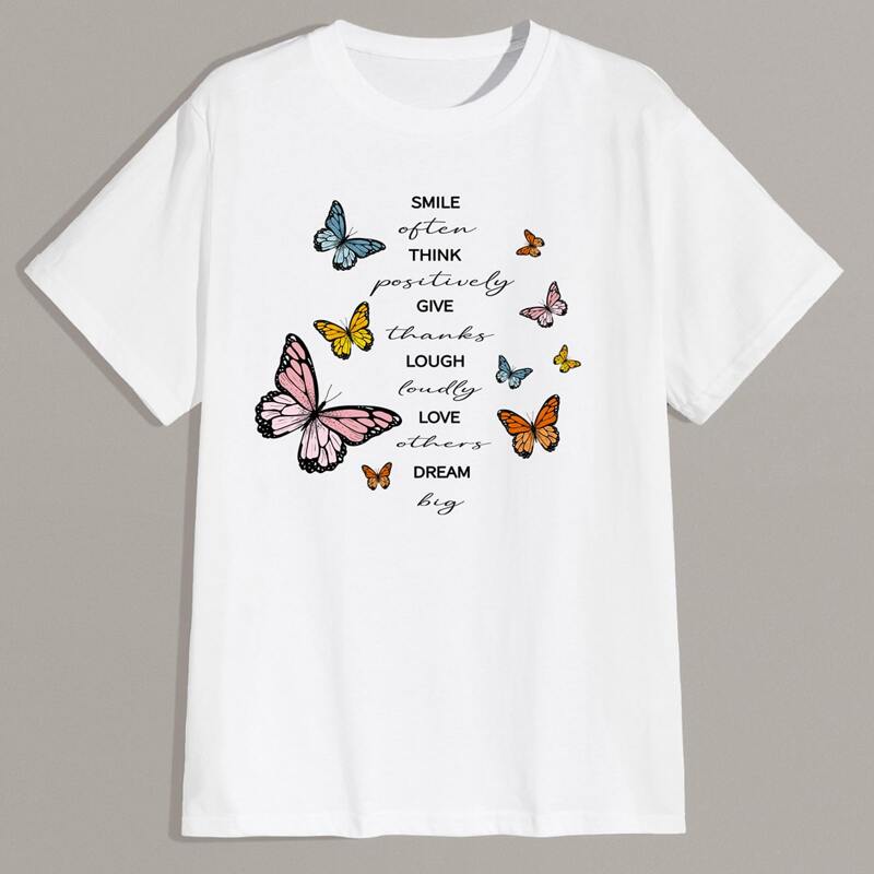 

Guys Letter Butterfly Graphic Tee, White