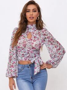 SHEIN Blusas Botón Floral Elegante - Multicolor - Ver 1