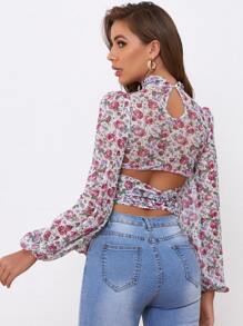 SHEIN Blusas Botón Floral Elegante - Multicolor - Ver 2