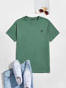 Manfinity Men Coconut Tree Print Tee - Green - View 1