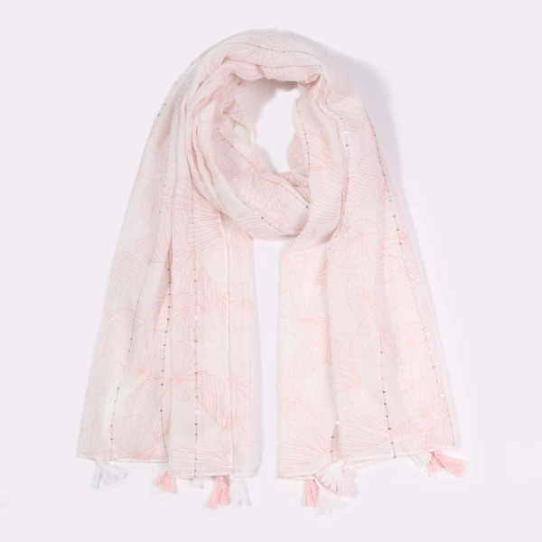 

Tassel Decor Scarf, Pink