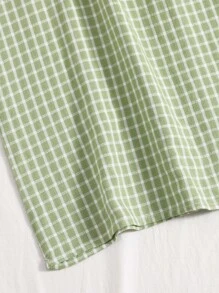 SHEIN Qutie 繫帶格紋圖案連衣裙 - 青檸色 - 查看 5