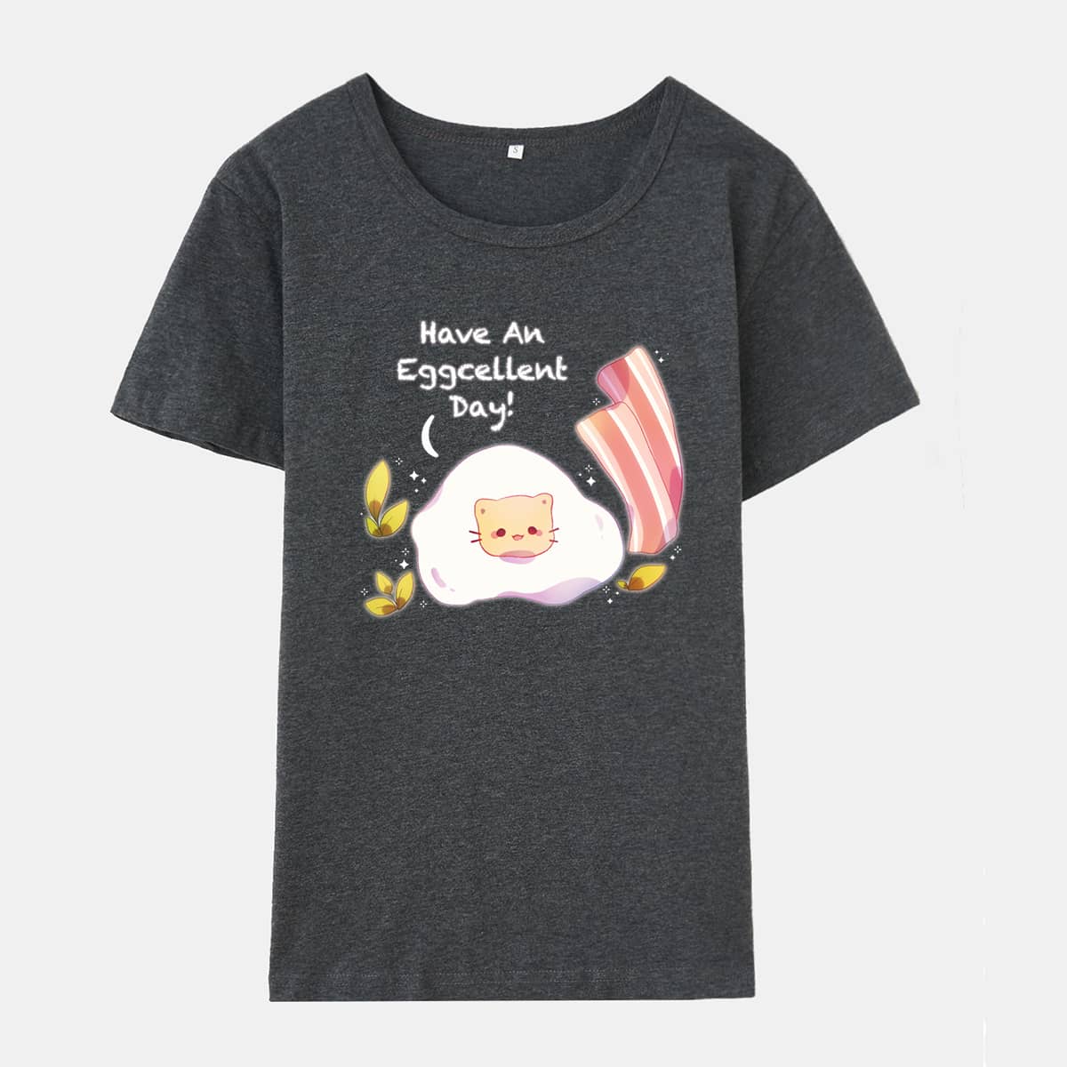 

ROMWE X Cremechii Letter Cartoon Graphic Tee, Dark grey