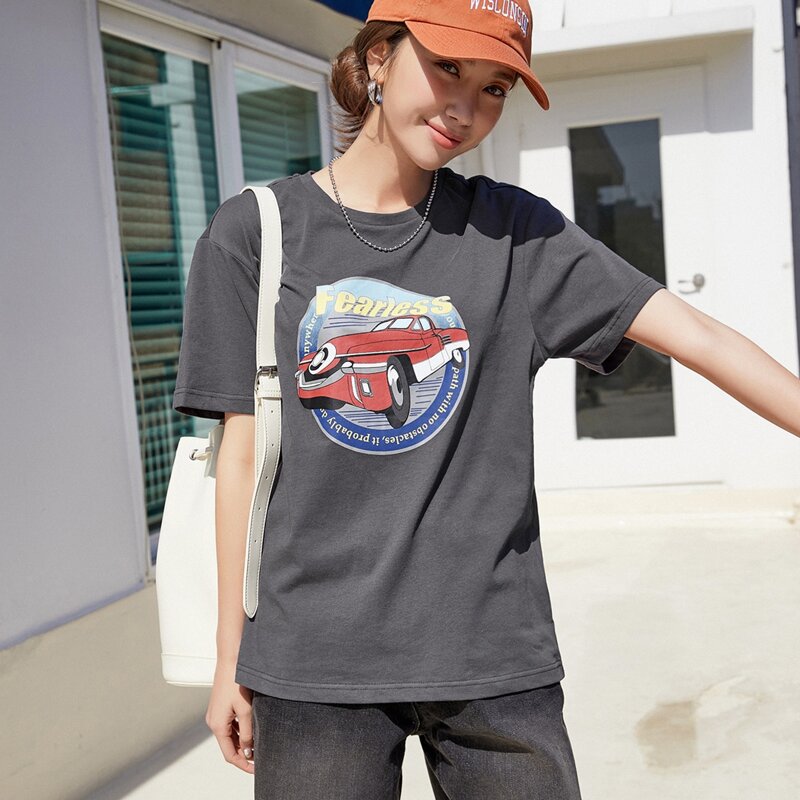 

Drop Shoulder Letter Graphic Tee, Dark grey