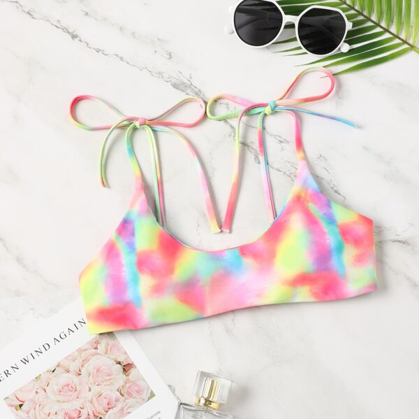 

Tie Dye Tie Shoulder Bikini Top, Multicolor