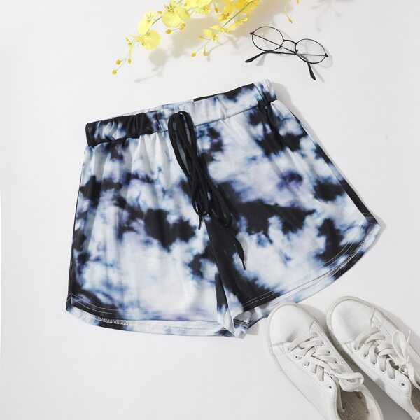 

Tie Dye Knot Front Shorts, Multicolor