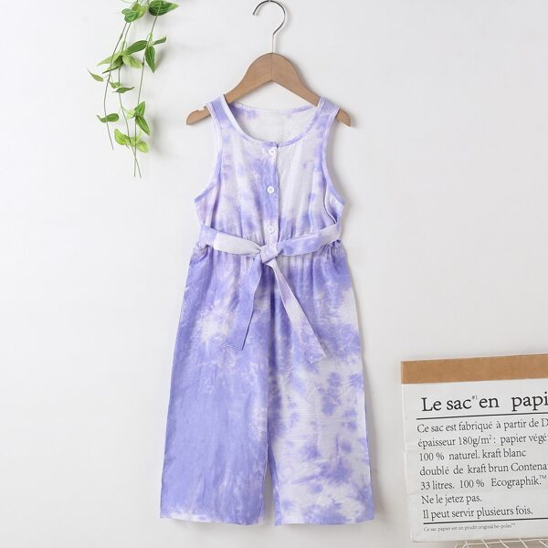

Toddler Girls Button Front Tie Dye Tank Jumpsuit, Purple
