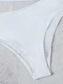 Cut-Out One Shoulder Bikini Set, For Summer Beach Vacation - White - View 3