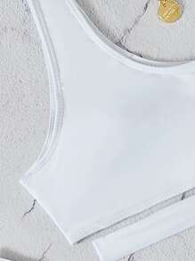Cut-Out One Shoulder Bikini Set, For Summer Beach Vacation - White - View 5