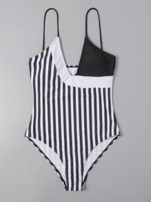 Bộ bikini Hội Chữ thập Sọc Giải trí - Đen và trắng - Xem 3