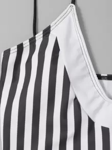 Bộ bikini Hội Chữ thập Sọc Giải trí - Đen và trắng - Xem 6