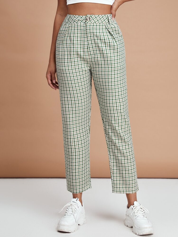 SHEIN EZwear Slant Pocket Plaid Print Pants - Multicolor - View 3