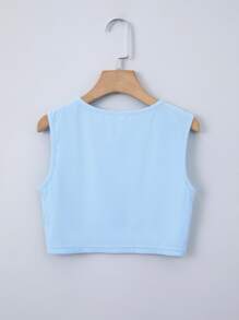 Tops tank y camis de niñas Cut-out Liso Casual - Celeste - Ver 2