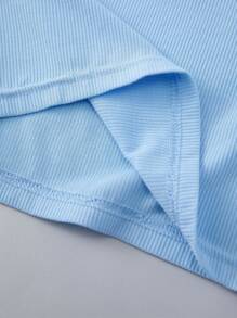 Tops tank y camis de niñas Cut-out Liso Casual - Celeste - Ver 5