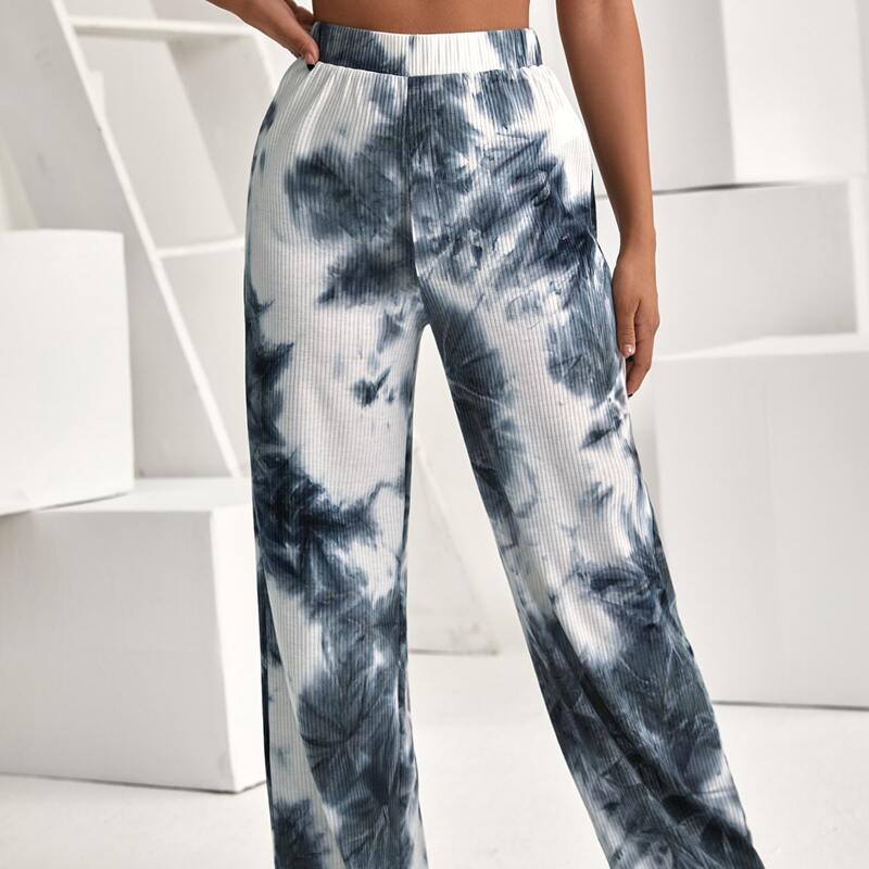 

Elastic Waist Tie Dye Wide Leg Pants, Multicolor