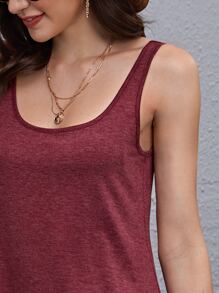 SHEIN LUNE Solid Tank Dress - Burgundy - View 4