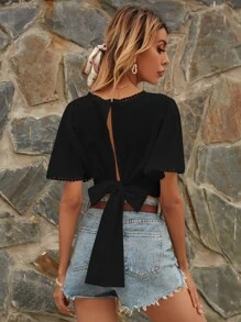 SHEIN Frenchy بلوزة متداخل امامي بربطة امامي