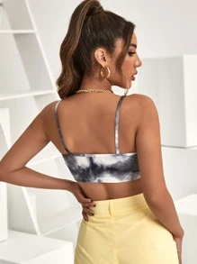 Top Corto Estilo Camiseta De Punto Acanalado Con Teñido Anudado - Multicolor - Ver 2